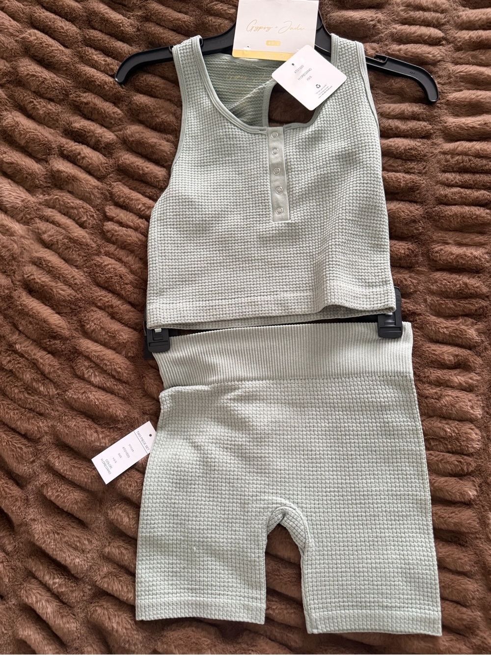 Workout Mint Waffle Tank and Shorts Set